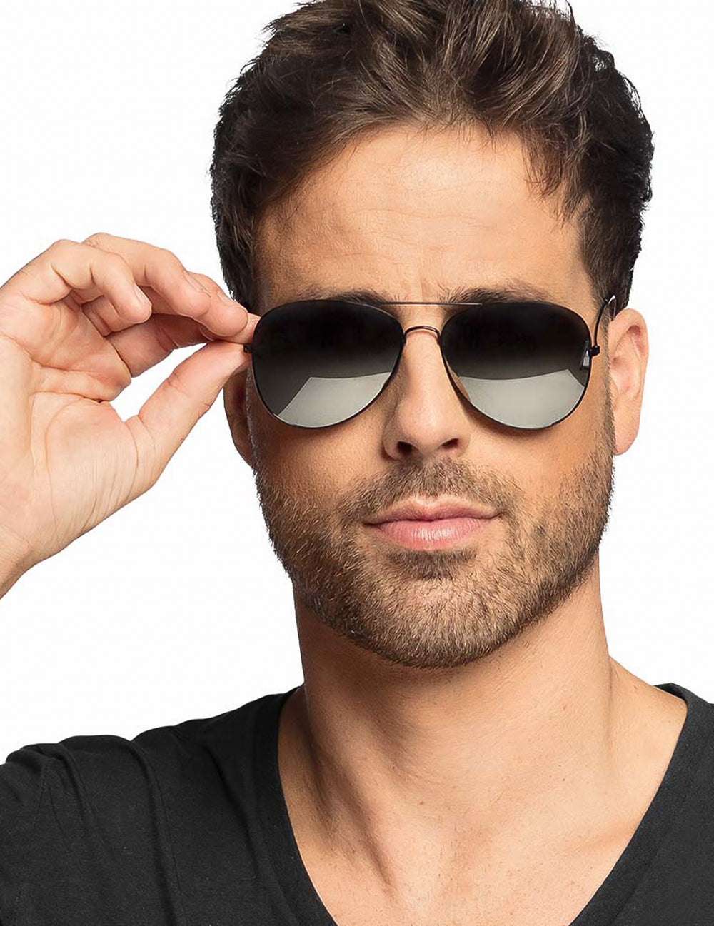 Gros plan du rendu porté des lunettes de police pour adulte