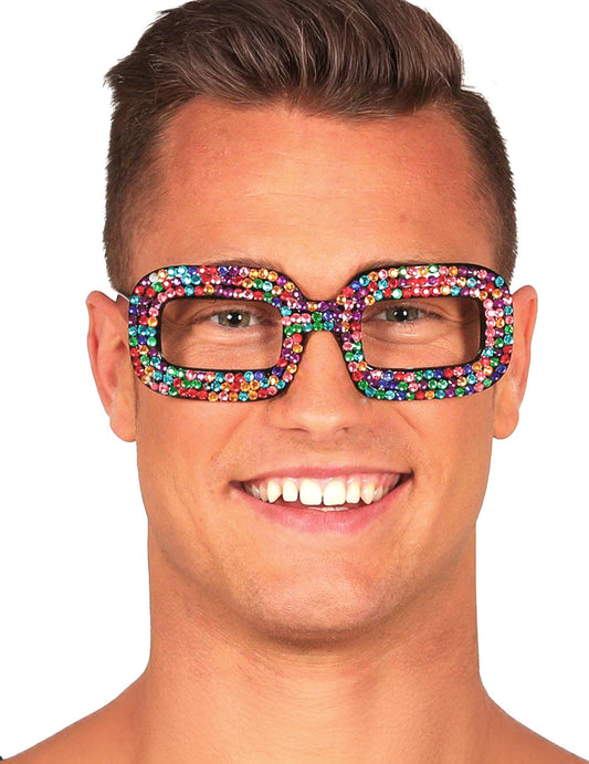 Lunettes pop pour adulte multicolores à strass