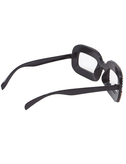 Vue de dos des lunettes pop pour adulte multicolores à strass