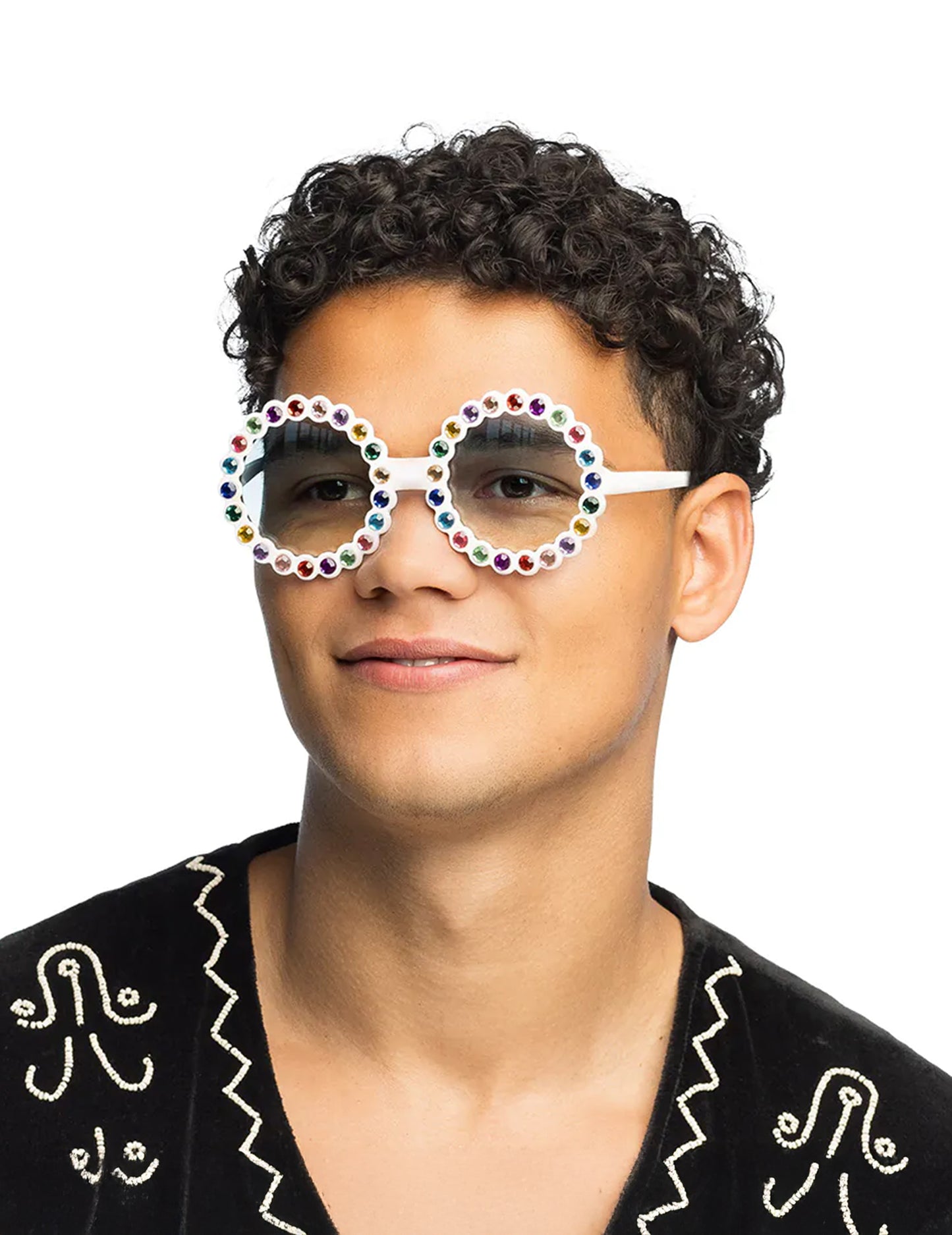 Okrogla očala z večbarvnimi bleščicami 