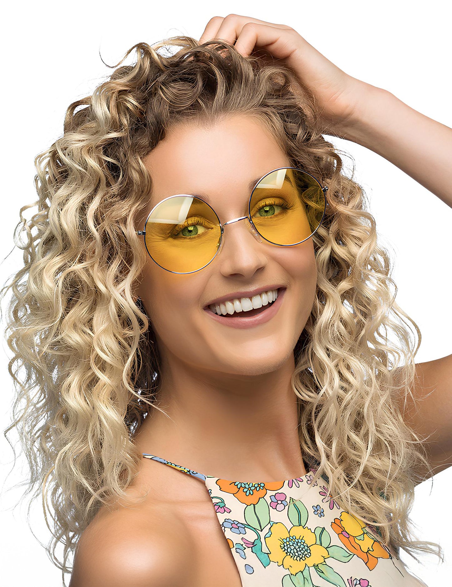 Velikanski hipi rumeni okrogla očala
