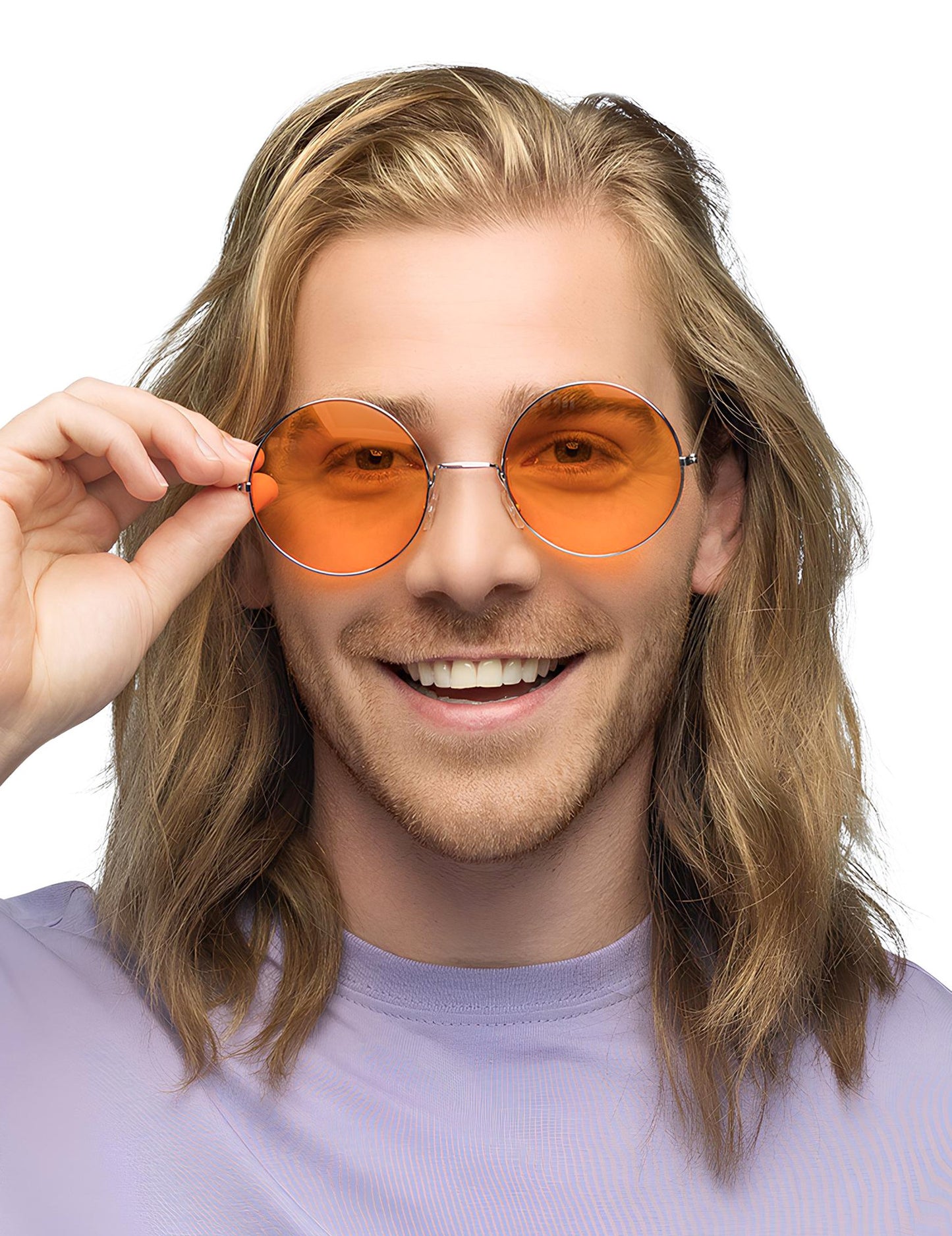 Ogromna okrogla oranžna hipijevska očala