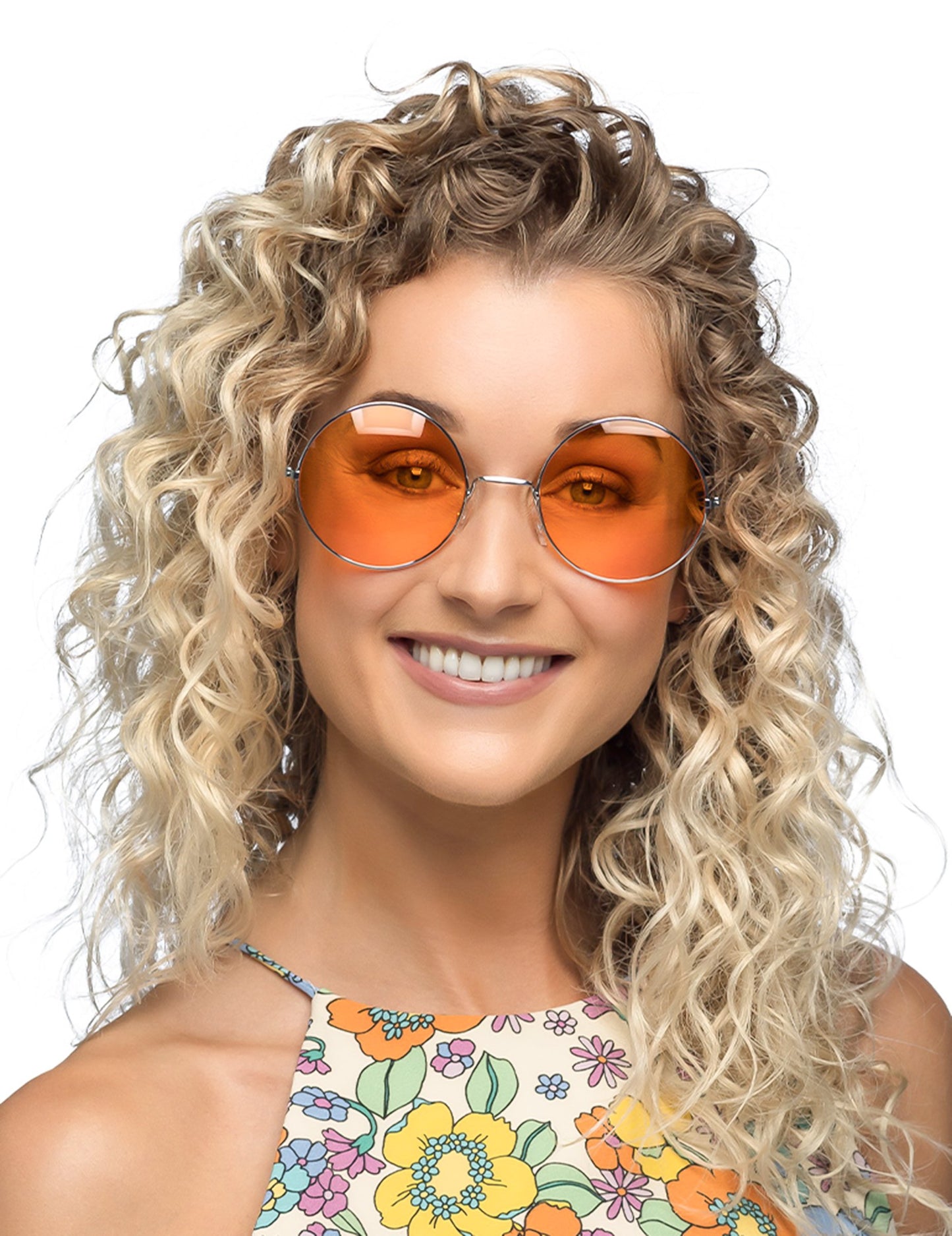 Ogromna okrogla oranžna hipijevska očala