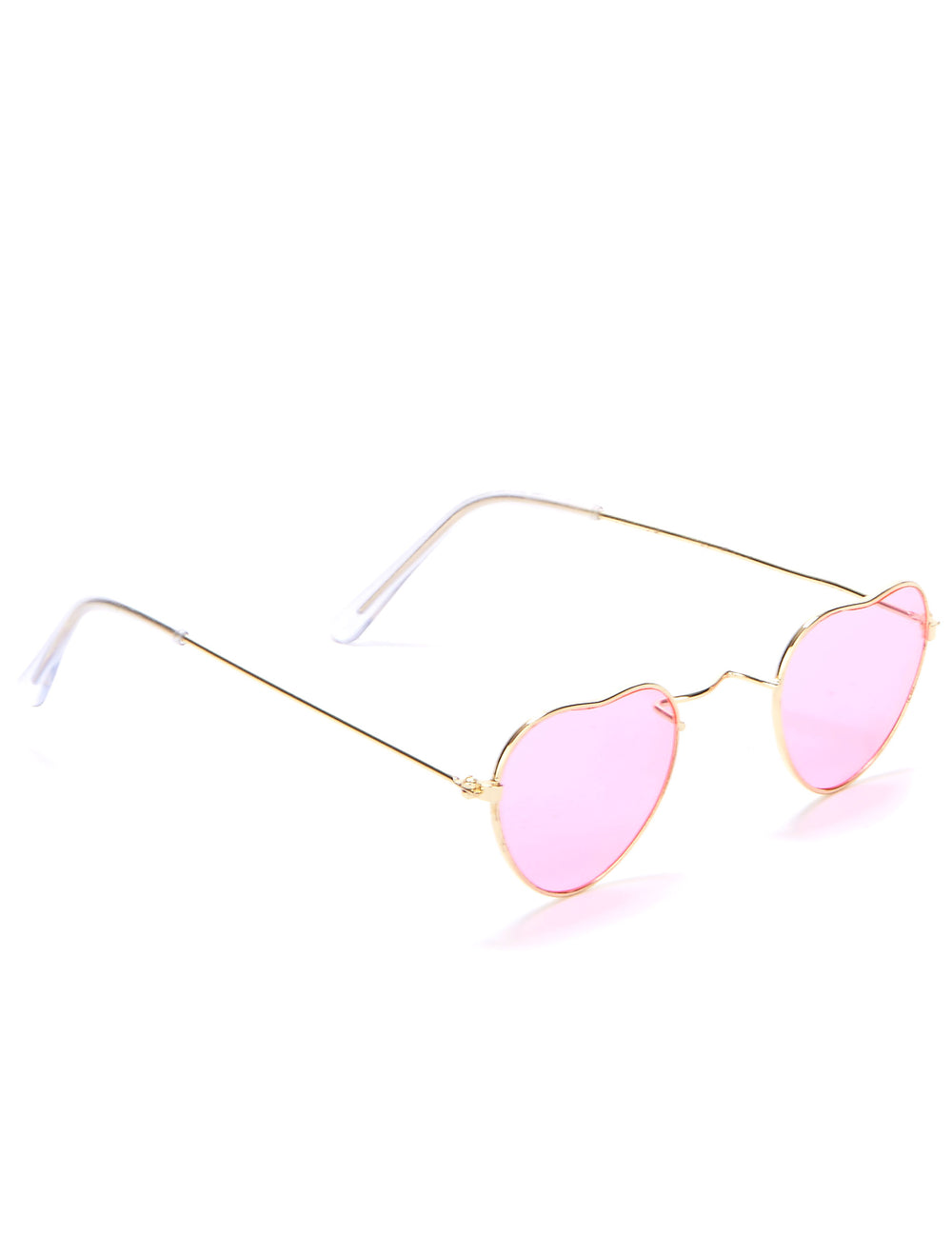 Lunettes coeur pour adulte roses avec monture en métal doré