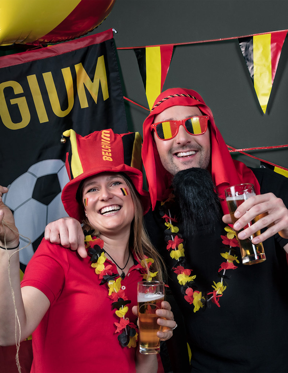 Mise en situation festive des lunettes supporter Belgique
