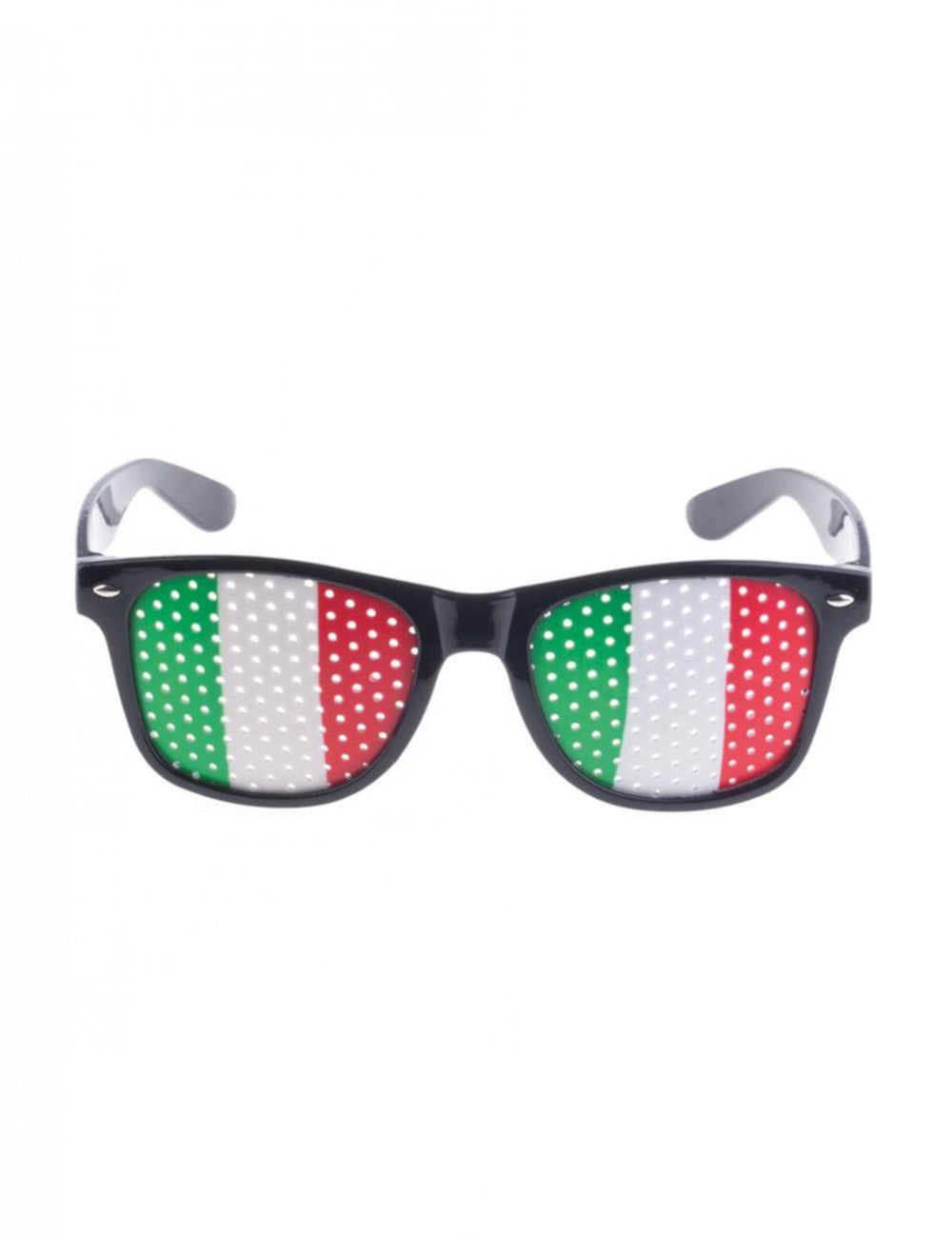 Lunettes supporter drapeau Italie pour adulte monture noire et verres perforés tricolores
