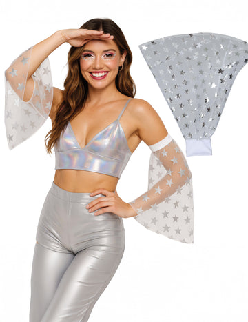 Disco manšete s srebrnimi zvezdami 