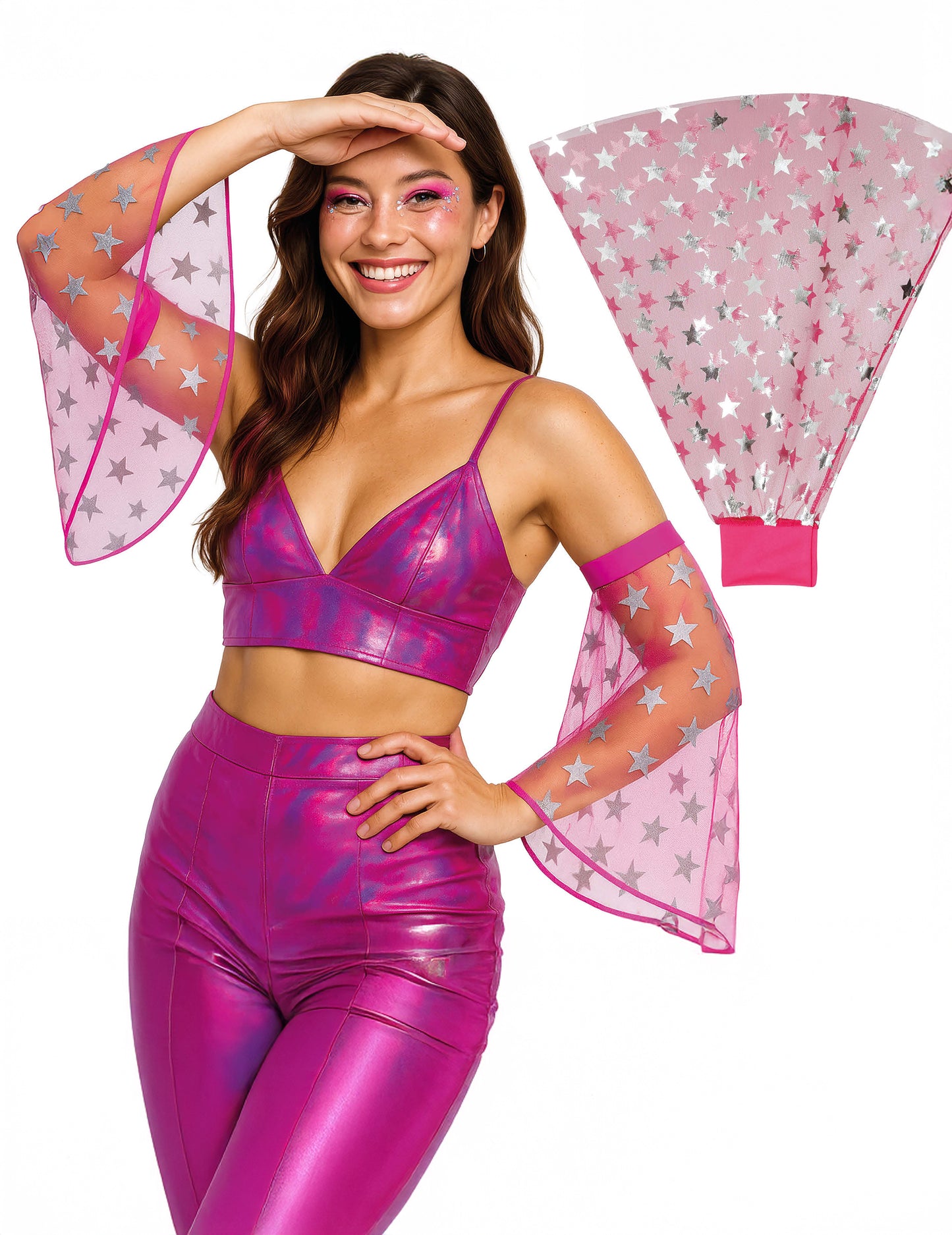 Disco manšete z roza zvezdami 