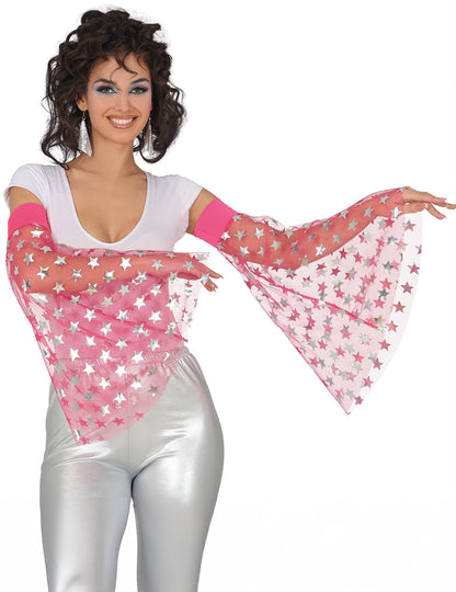 Disco manšete z roza zvezdami 