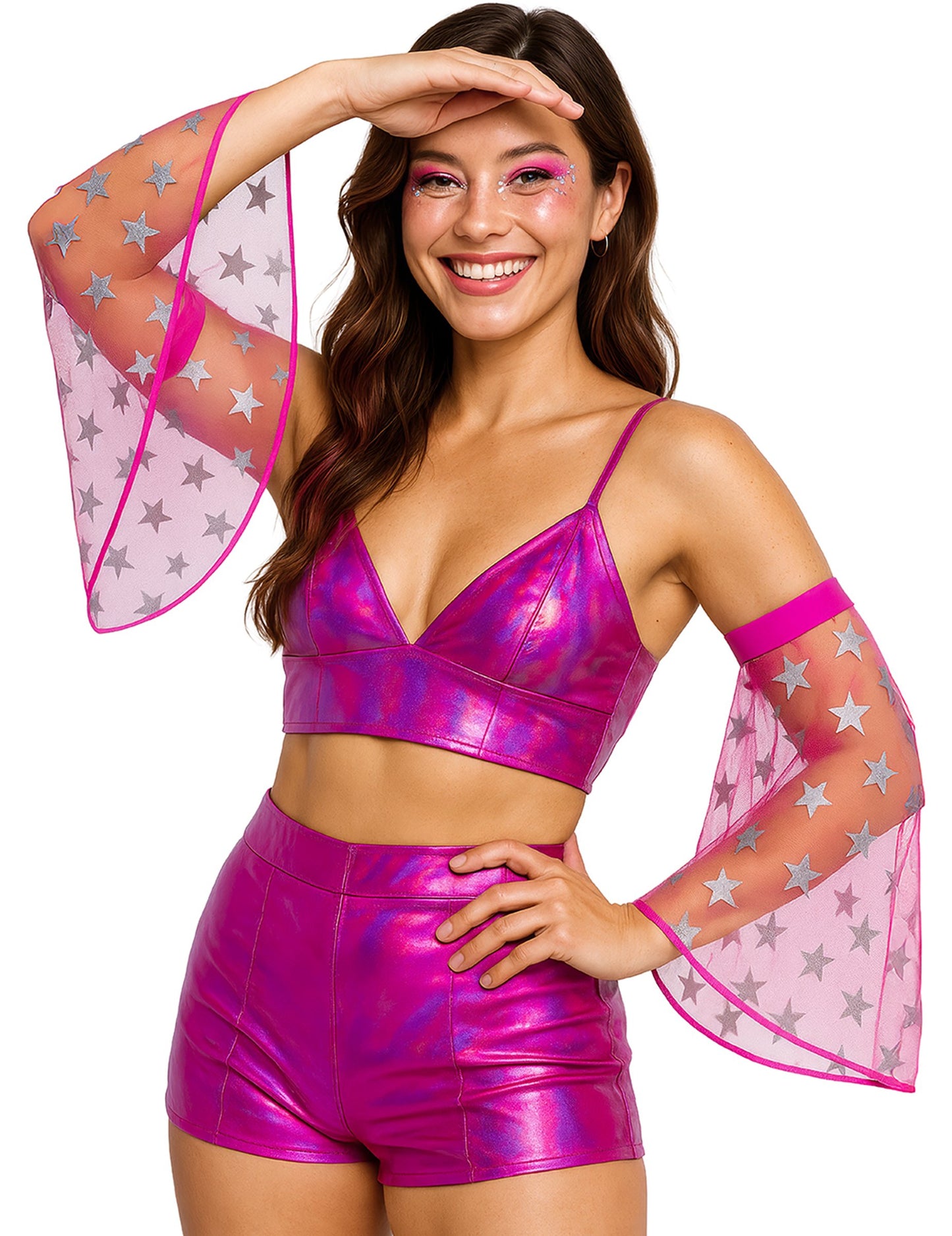 Disco manšete z roza zvezdami 