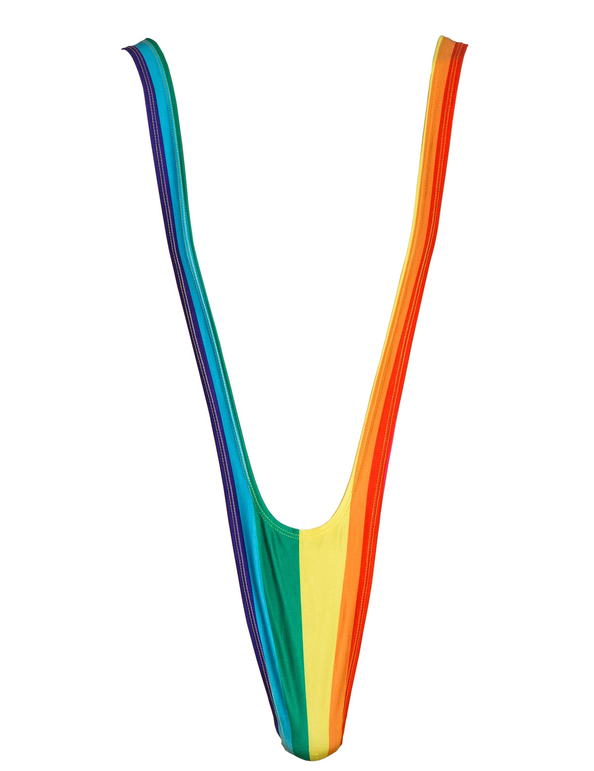 Vue de face du mankini arc en ciel pour adulte