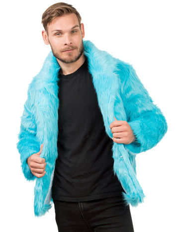 Odrasli modri faux krzneni plašč