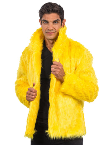 Odrasli rumeni faux krzneni plašč