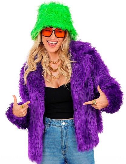 Vijoličen plašč iz umetnega krzna za odrasle