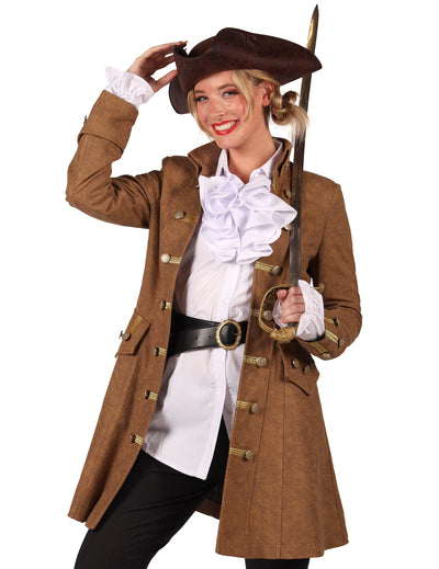 Ženski dolg rjav piratski suknjič
