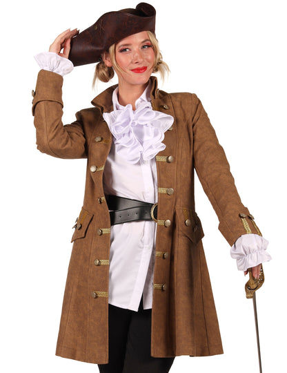 Veste longue de pirate marron femme