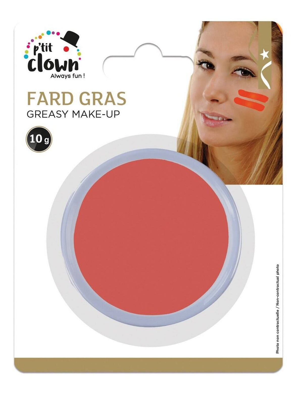 Vue du packaging du maquillage fard gras pour adulte orange