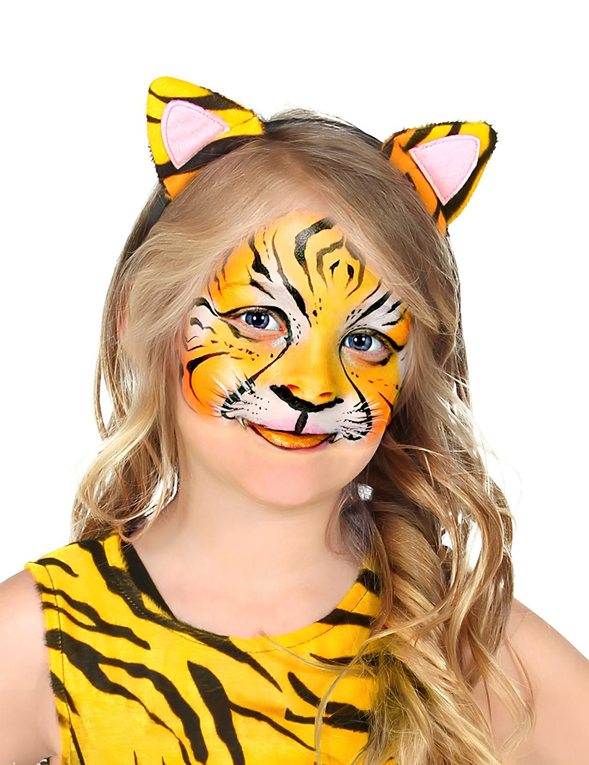 Maquillage professionnel de tigre pour enfant jaune