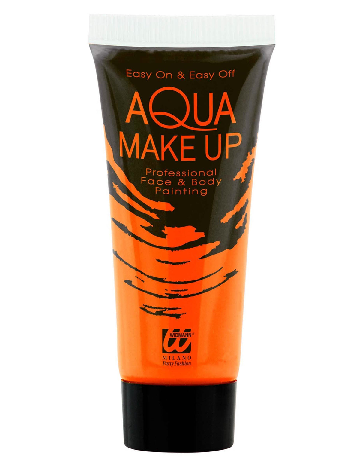 Vue de face du tube du maquillage néon pour adulte orange fluo