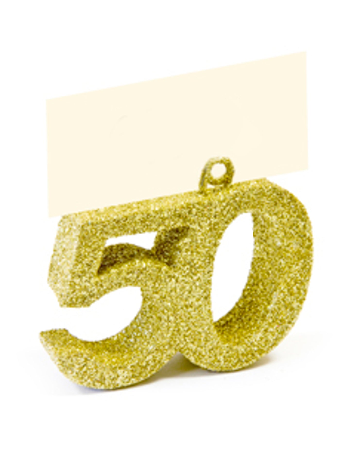 Bleščeča kartica s številko 50, zlata, 4 x 4 x 1,5 cm z imensko oznako