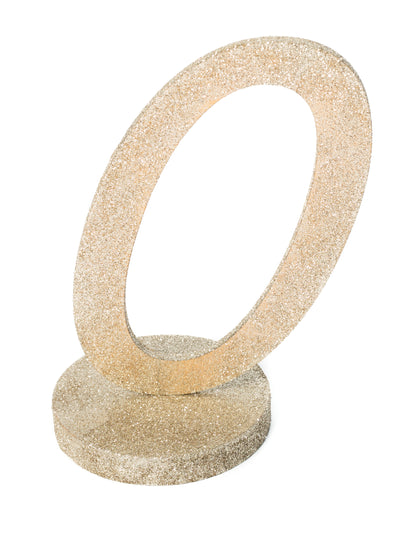 Osrednji okras številka 0, bleščeč les, barva šampanjca 20 cm s stabilno podlago