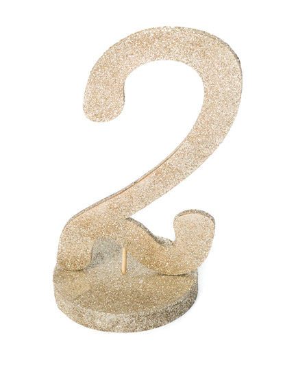 Osrednji okras številka 2, bleščeč les, barva šampanjca 20 cm na podstavku