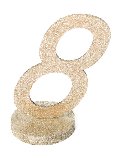 Osrednji okrasek številka 8, bleščeč les, barva šampanjca 20 cm okraski za zabave