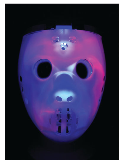 Masque 2 en 1 lumineux joueur de hockey pour adulte bleu et rose