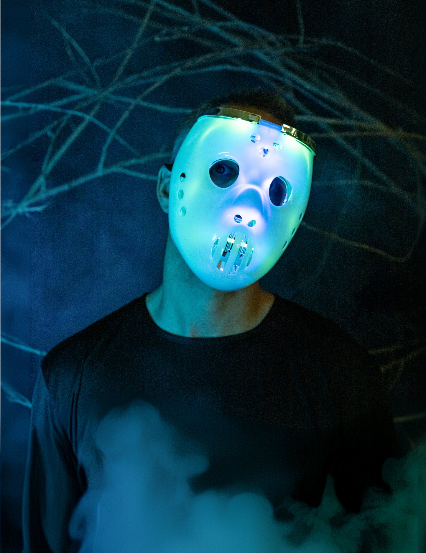 Effet lumineux bleu du masque 2 en 1 lumineux joueur de hockey