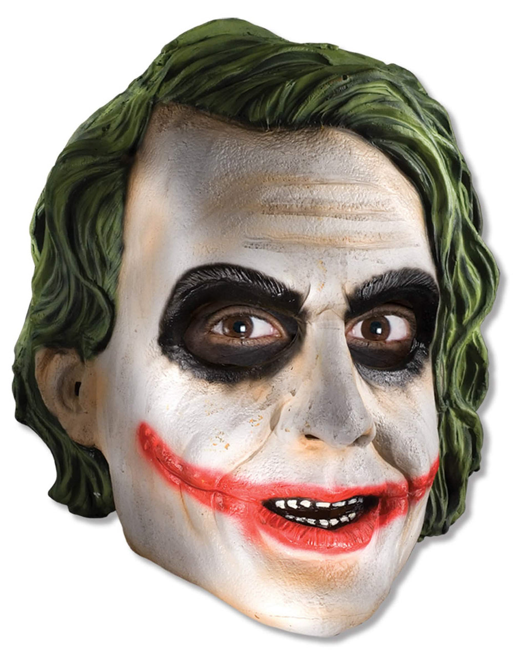 Maska 3/4 Joker the Dark Night™ za odrasli bela s črna in rdeča šminka ter zeleni lasje