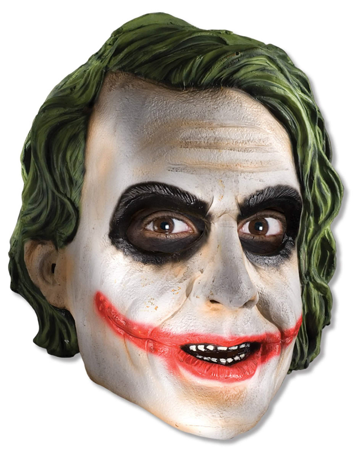 Maska 3/4 Joker the Dark Night™ za odrasli bela s črna in rdeča šminka ter zeleni lasje