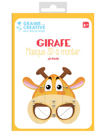 Masque 3D à monter girafe pour enfant jaune et marron