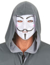 Masque anonyme pour adulte blanc avec capuche grise