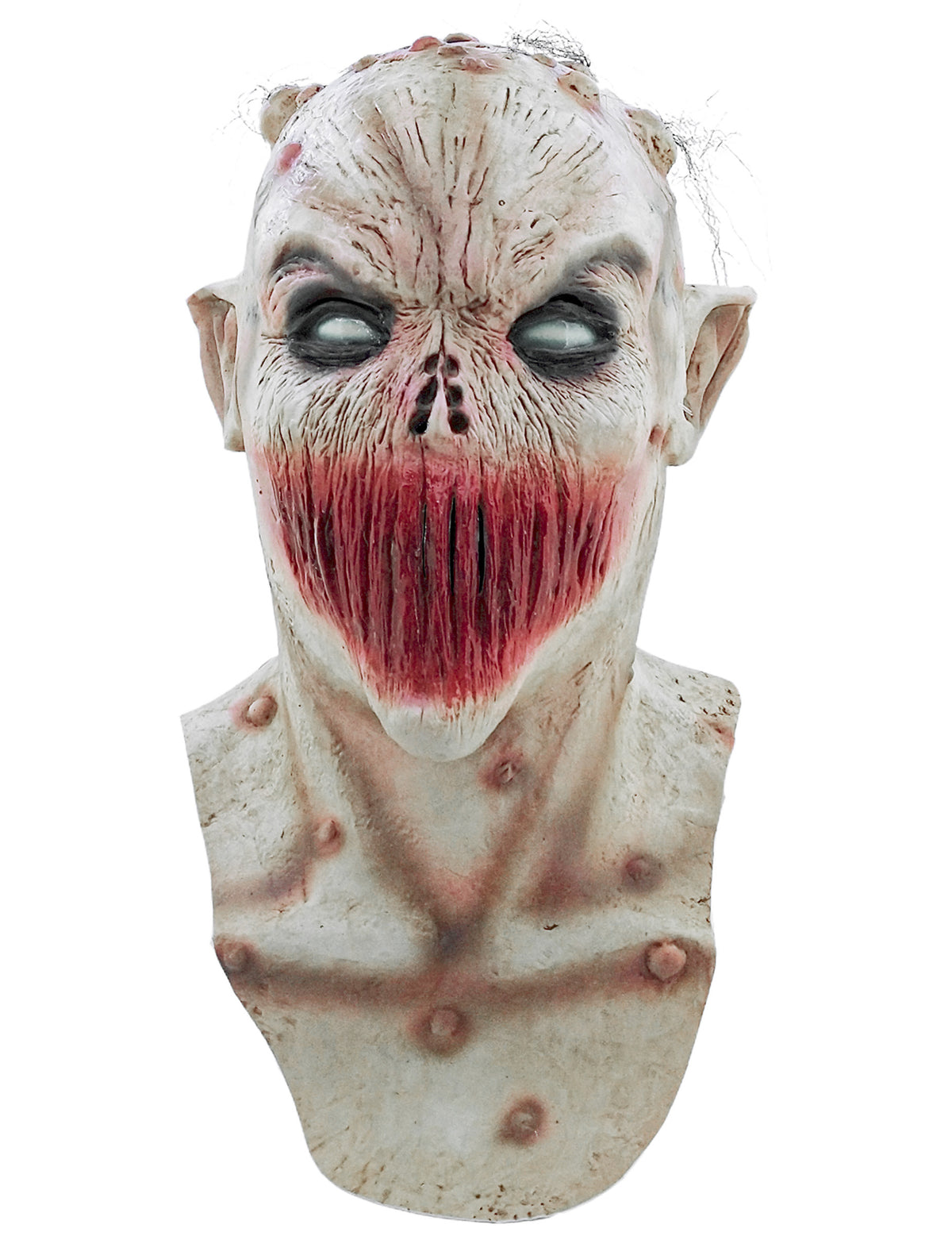 Vue de face du masque bouche cousue Halloween