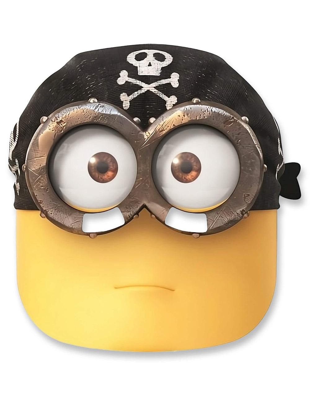 Kartonska piratska maska Minions™ za otrok rumena z črna bandano in lobanjo