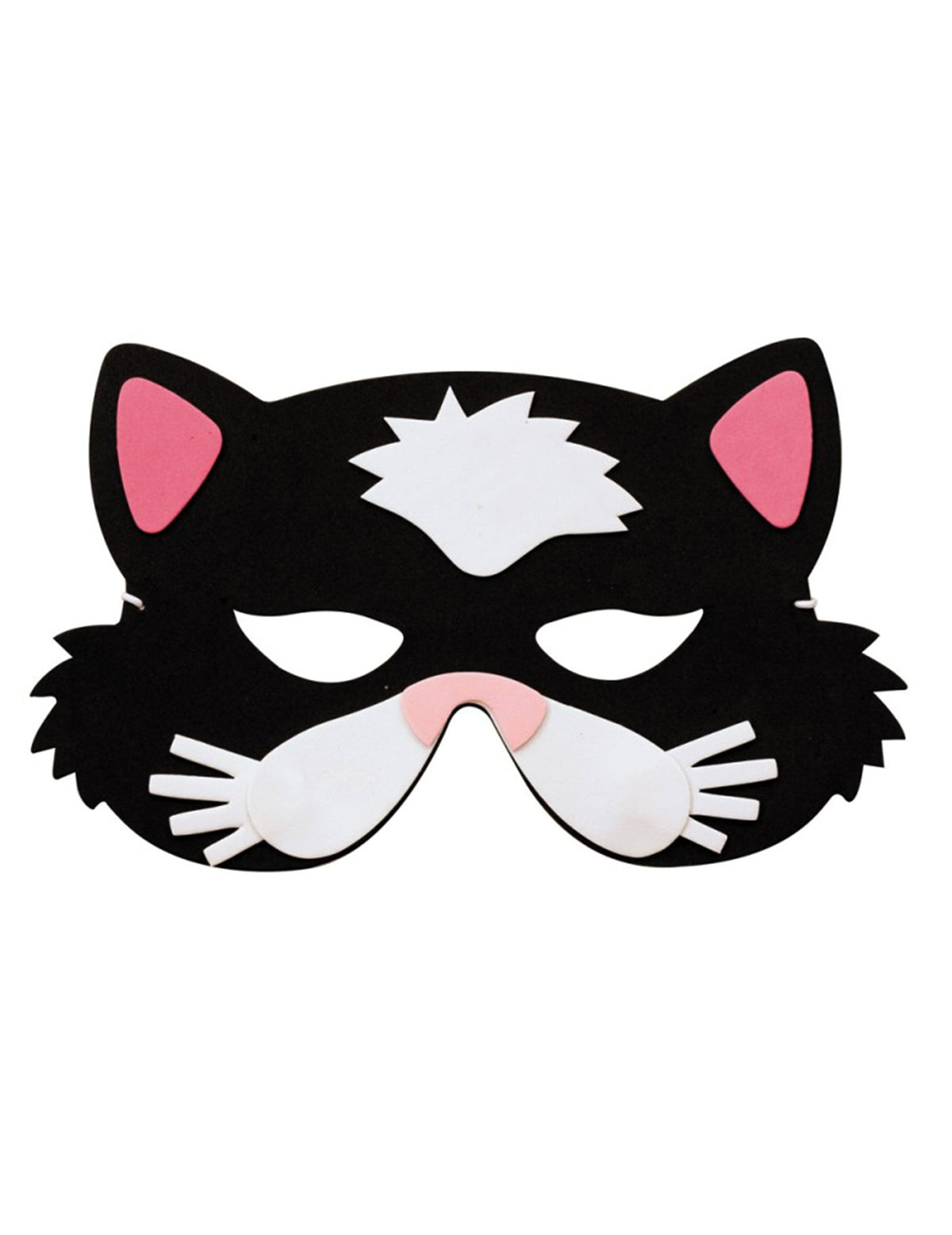 Masque de chat pour enfant noir et blanc avec détails roses