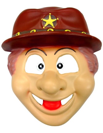 Masque de cowboy pour enfant marron avec chapeau et étoile jaune