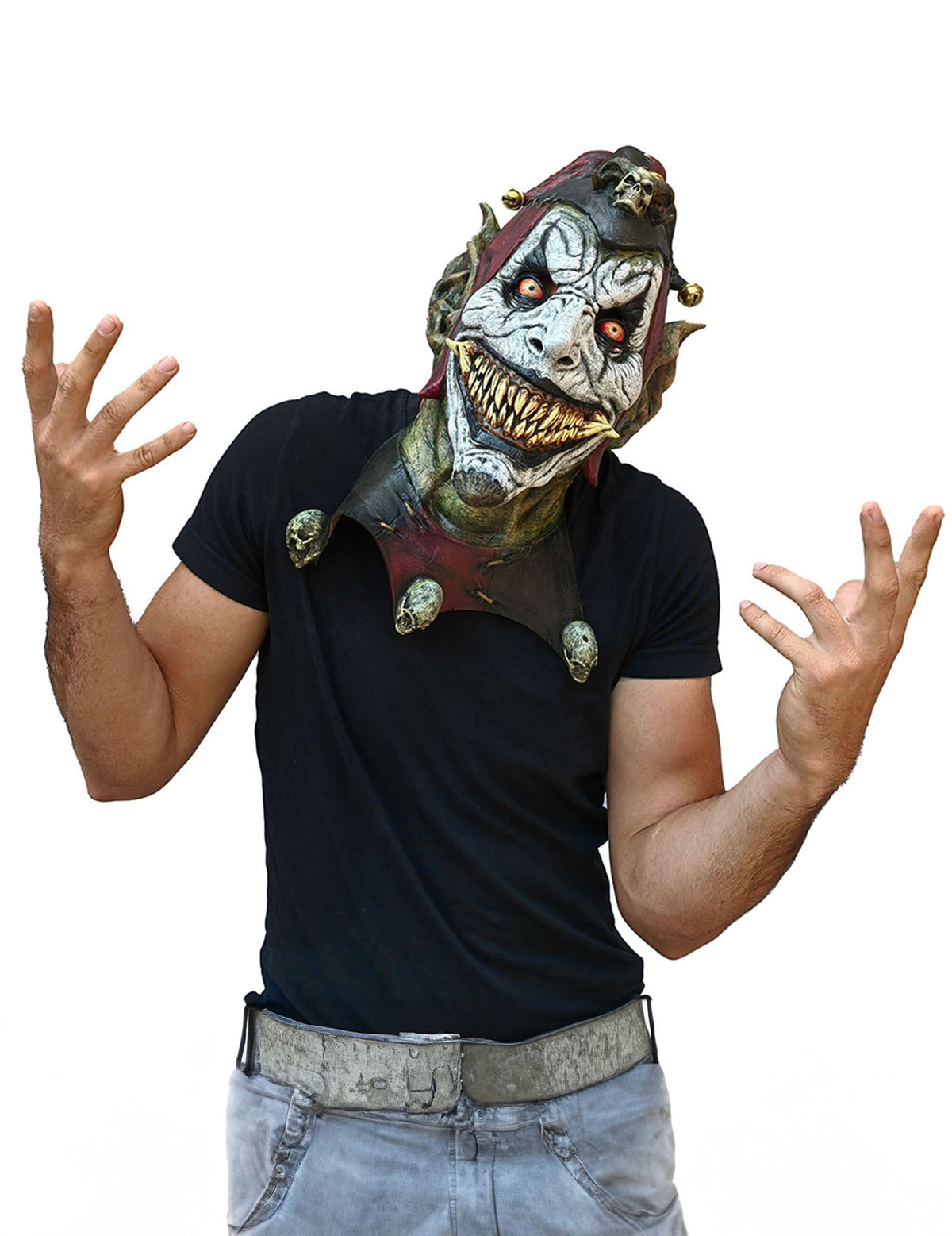 Mise en situation du masque d'arlequin malfaisant pour adulte