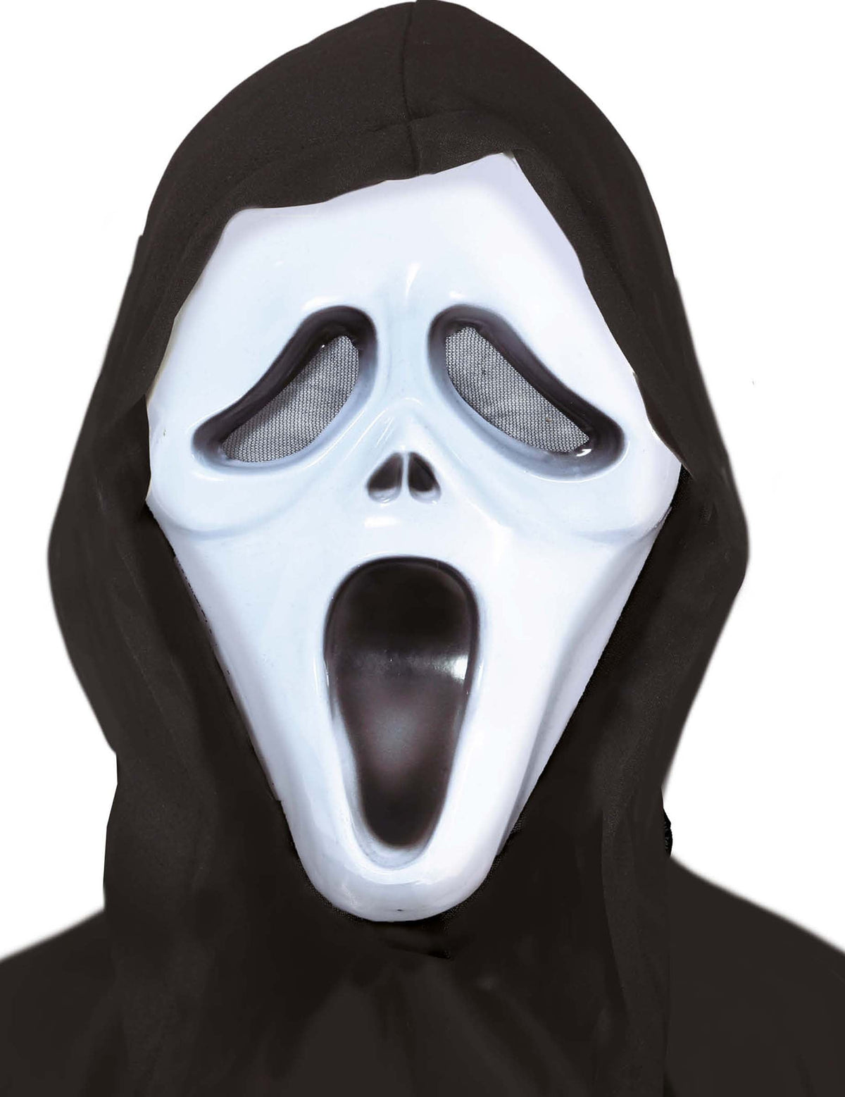 Masque de fantôme hurlant pour enfant blanc et noir avec cagoule