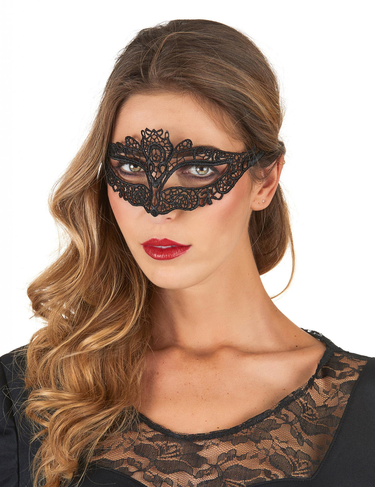 Masque dentellé pour femme noir