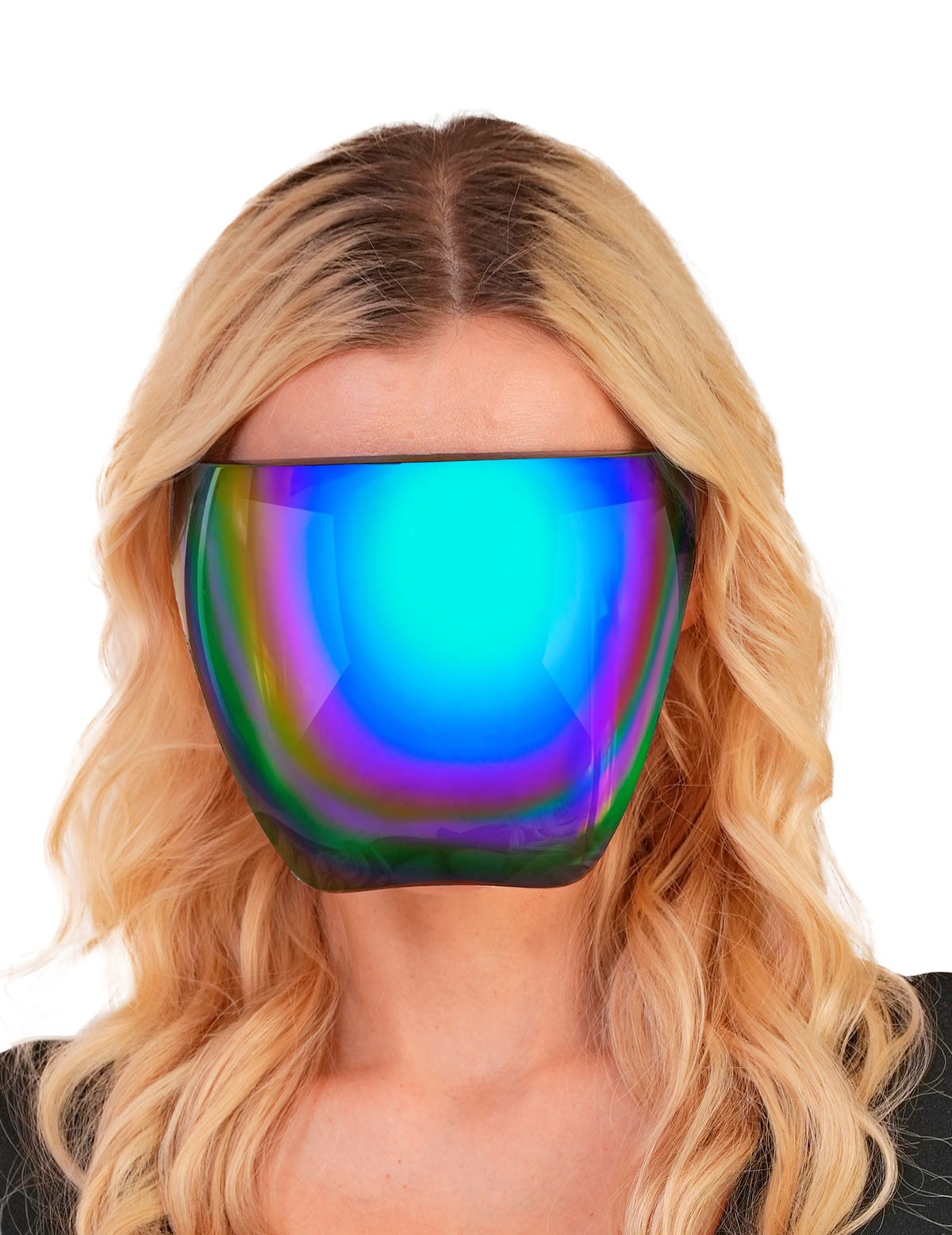 Masque futuriste à reflets pour adulte irisé arc-en-ciel