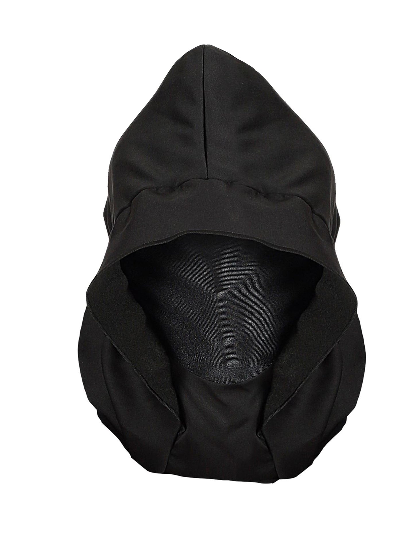 Vue de face du masque intégral à capuche visage invisible et yeux lumineux