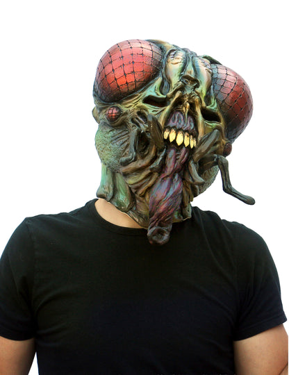 Masque intégral la mouche pour adulte aux yeux rouges et reflets métallisés