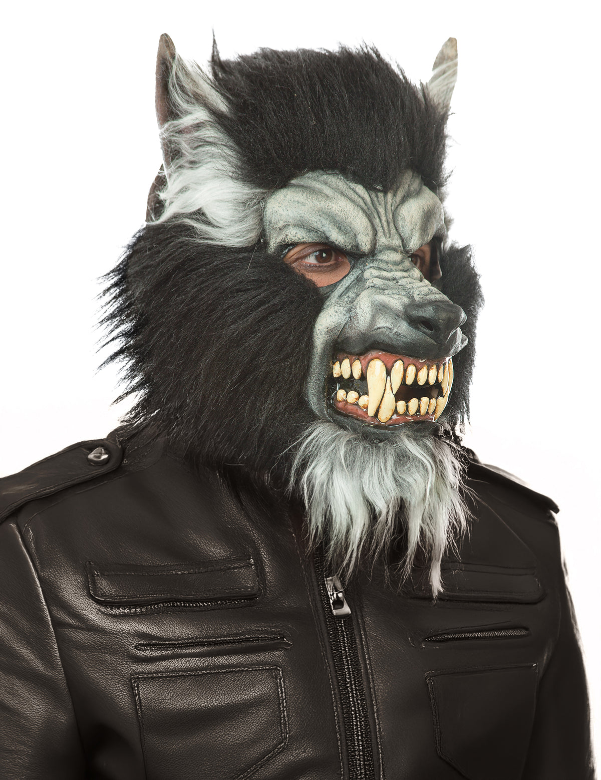 Masque intégral loup garou pour adulte gris