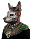 Masque intégral monstre à tête de chien pour adulte marron et blanc aux yeux rouges