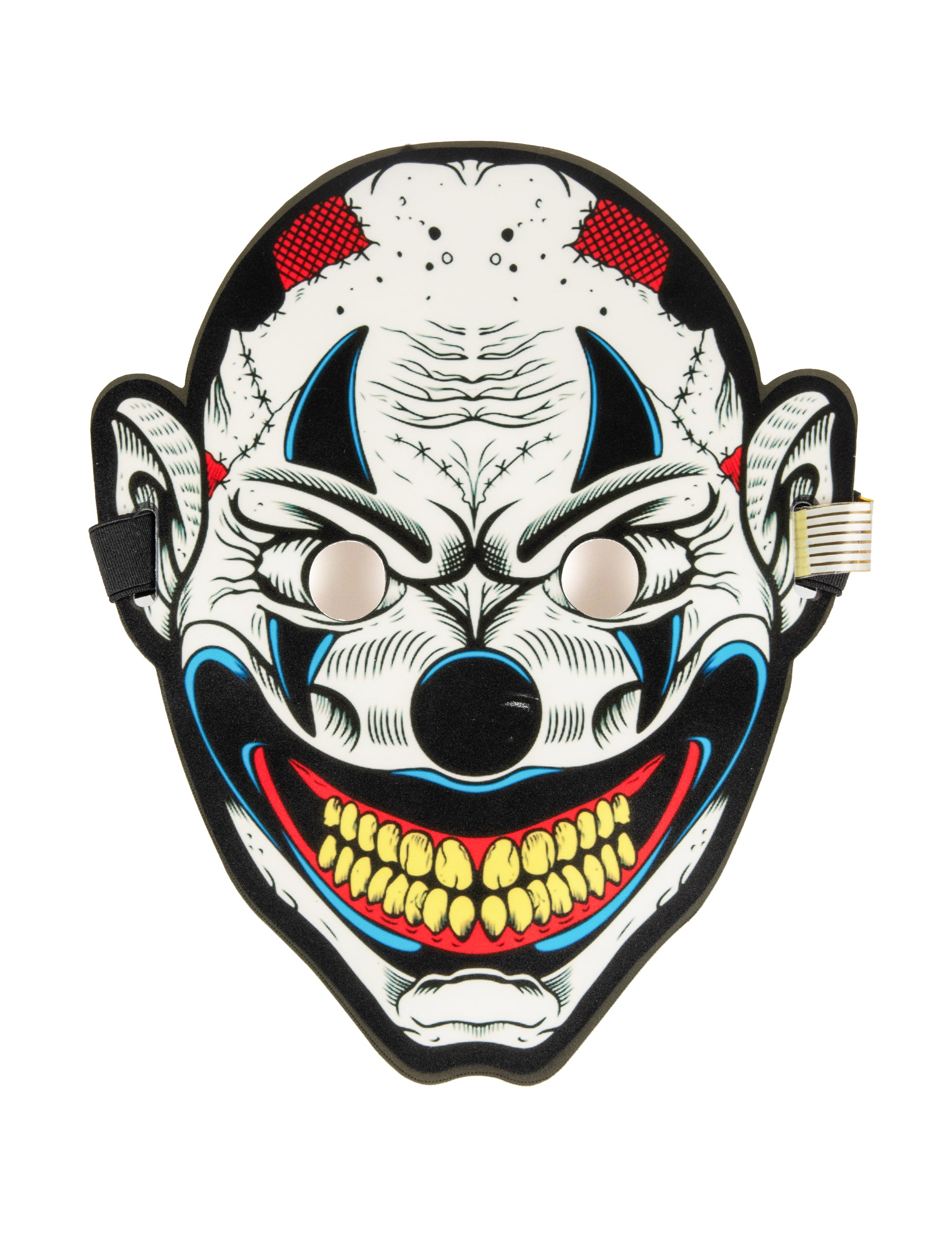 Masque joker lumineux pour adulte blanc noir et rouge