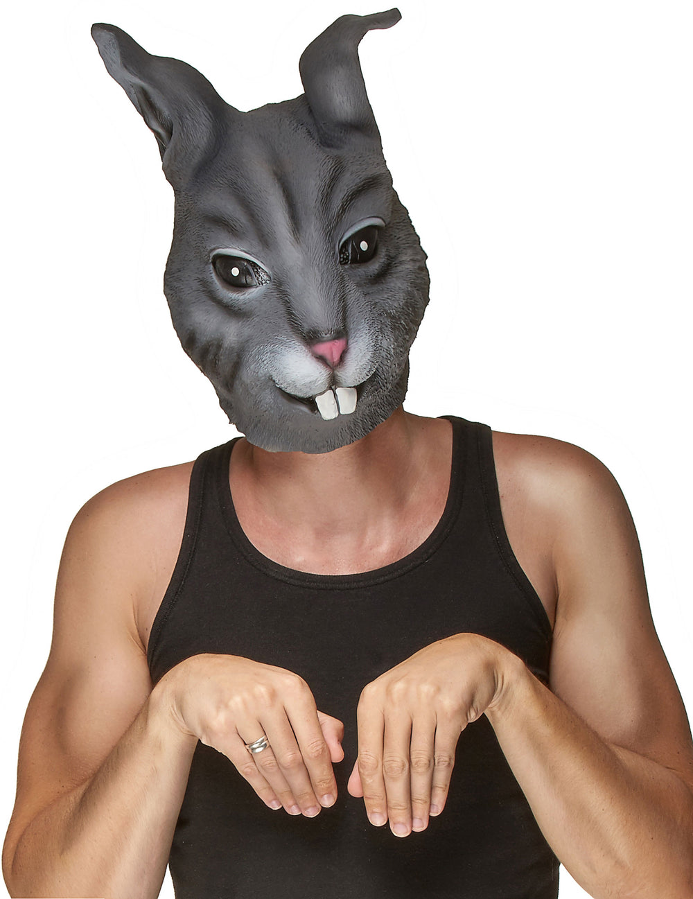 Masque latex lapin pour adulte gris