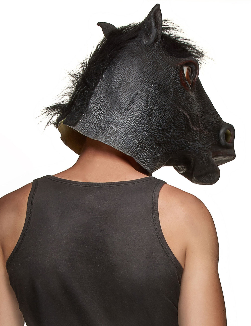 Vue de dos du masque latex tête de cheval