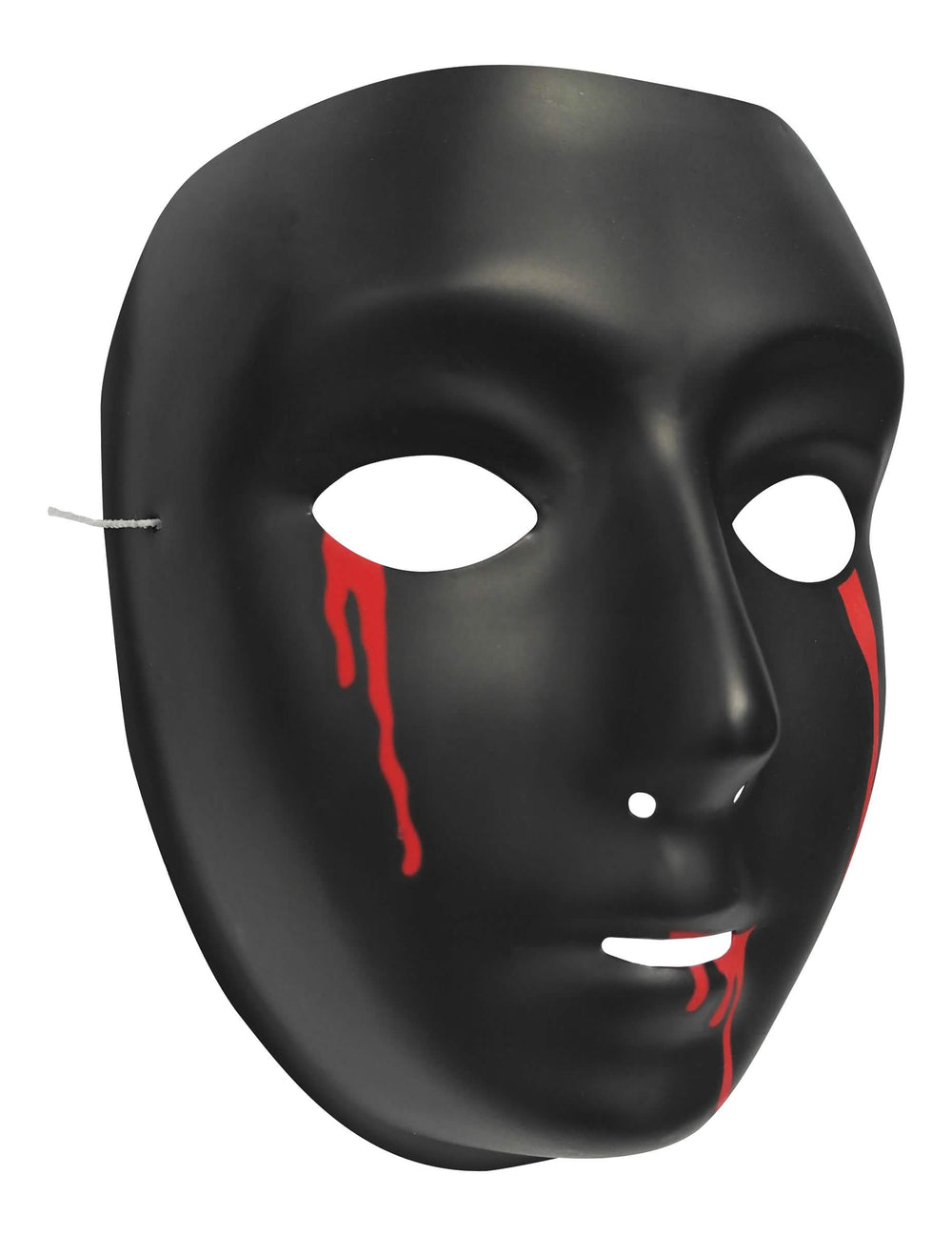 Pogled s profila na črno halloween masko za ženska z krvavimi solzami