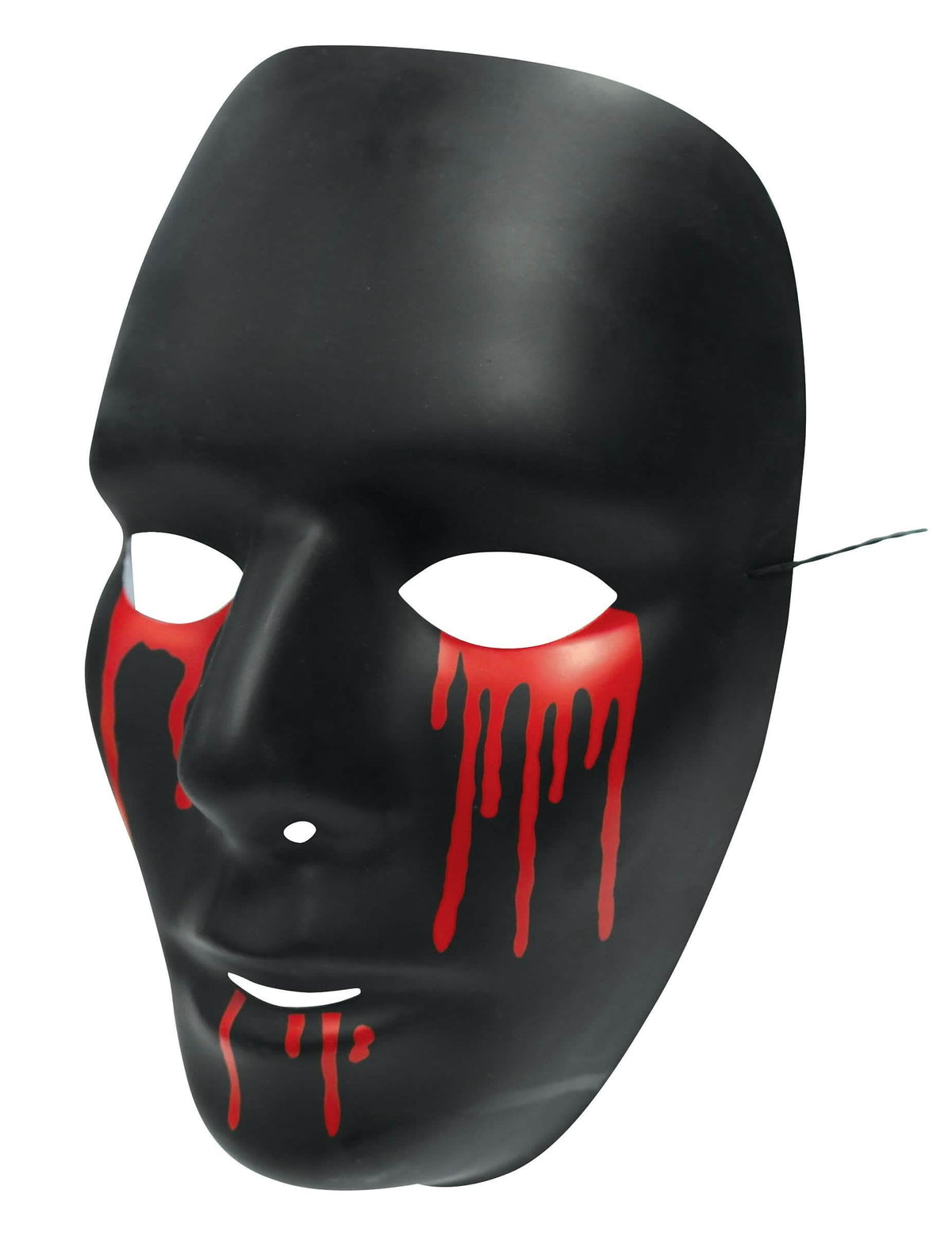 Pogled od spredaj na halloween masko za ženska črna z krvavimi solzami